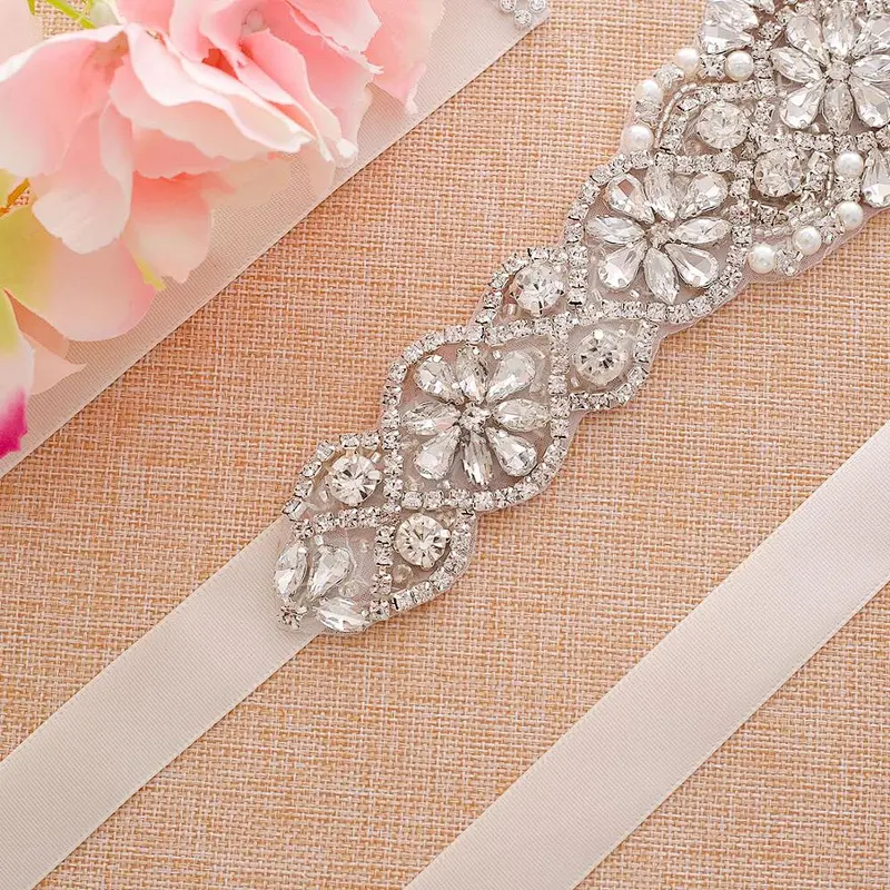 Wholesale bling bridal dress rhinestone crystal wedding sash applique