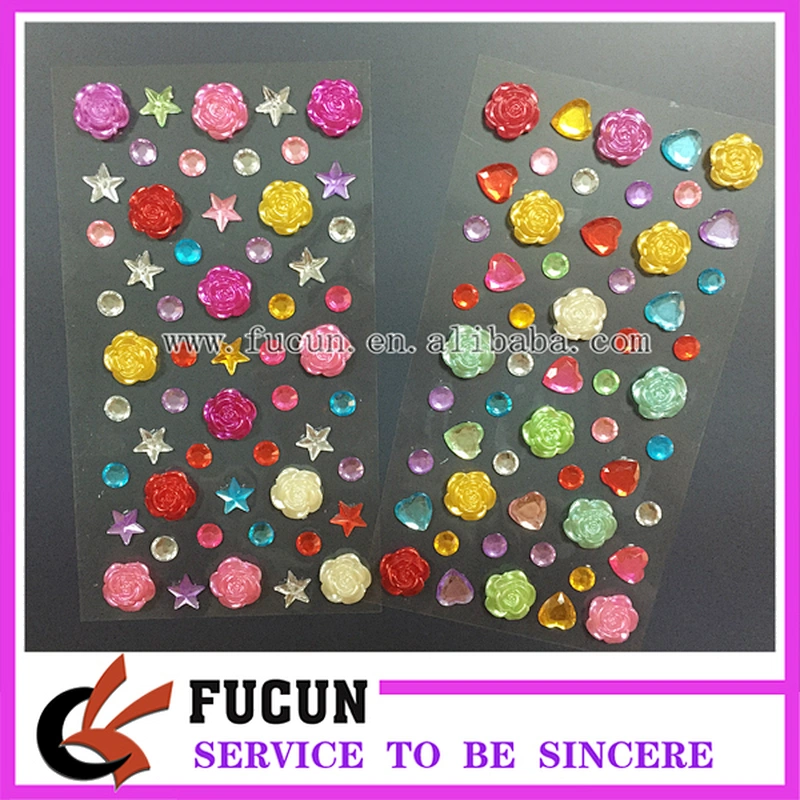 New Design Assorted Colours and Shape Acrylic Rhinestone Craft Gem Sticker for Decoration