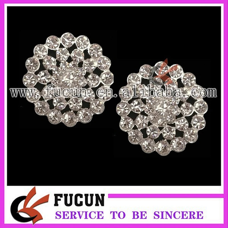 Rhinestone Crystal Bridal Wedding Flower Bouquet Cake Round Brooch Pin