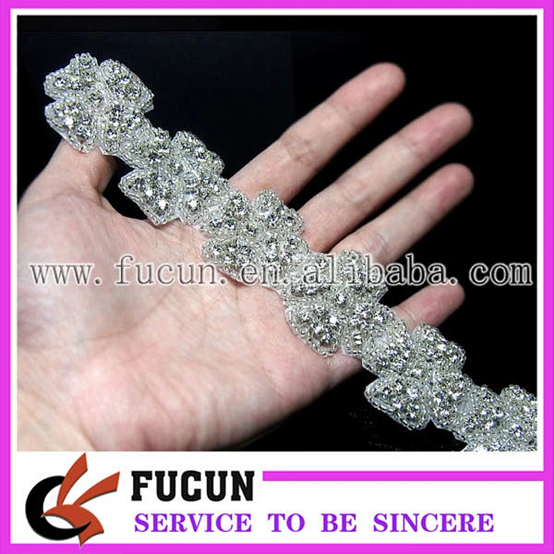 sparkling rhinestone bridal appliques for wedding bride sash decoration