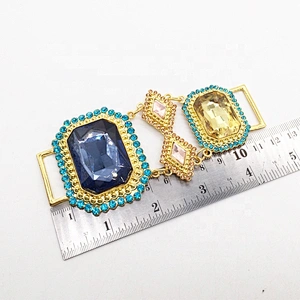 Gold stained glass swimwear accessories metal hardware bikini connector for wholesale