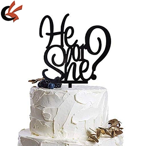 He Or She Acrylic Silver Mirror Mirror gold Baby Gender Reveal Cake Topper