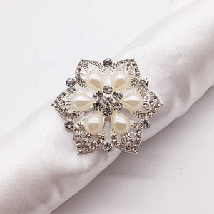 Handmade Technics table napkin pearl styles decorative clear rhinestone napkin ring