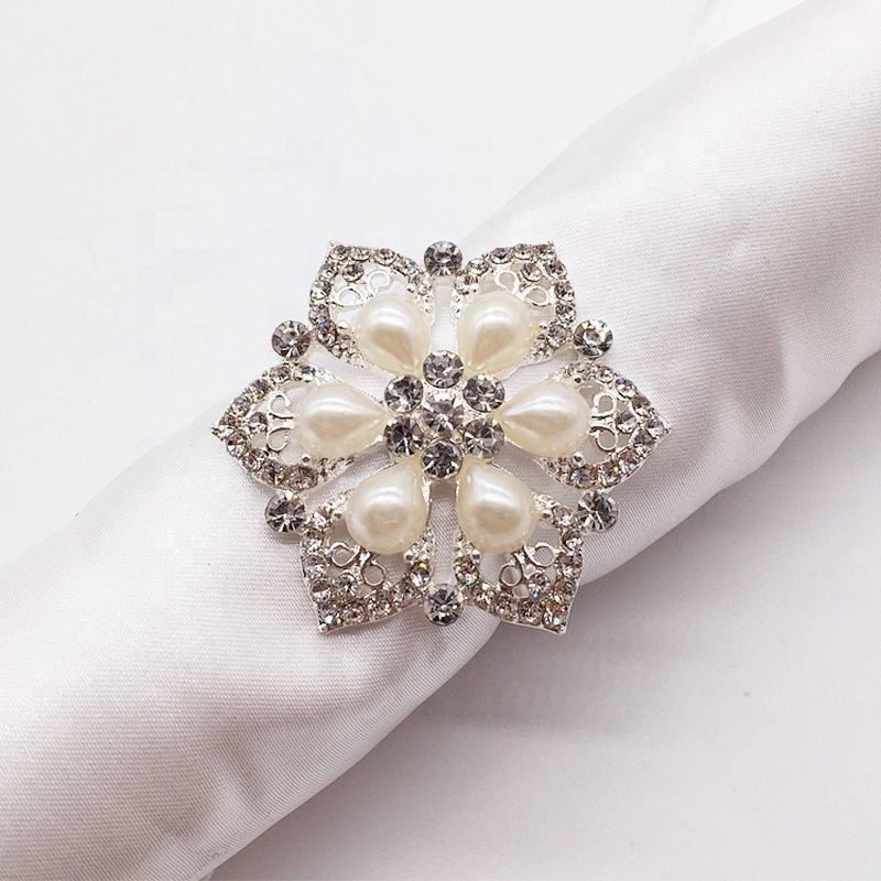 Handmade Technics table napkin pearl styles decorative clear rhinestone napkin ring