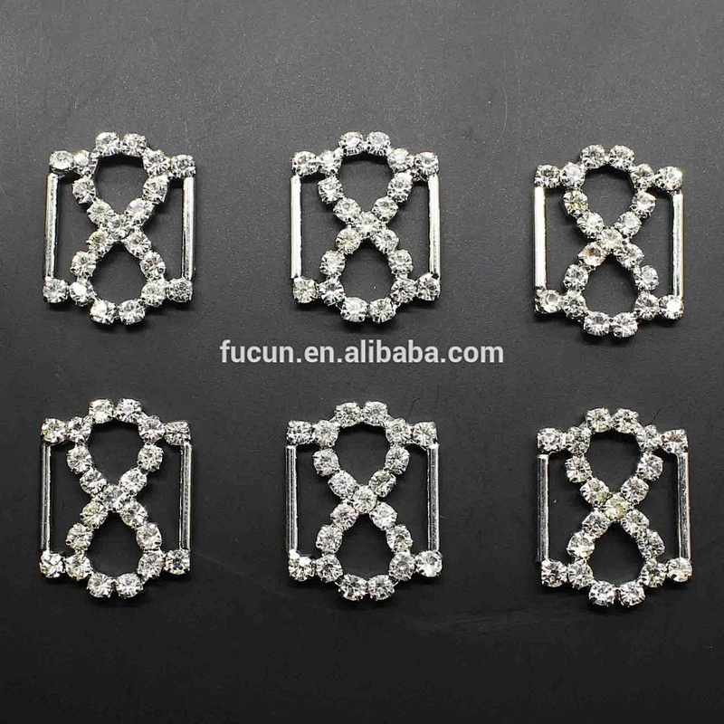 wholesale shiny zinc alloy metal shoes buckle decorative with glass stone