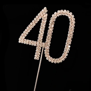 Hot products rose gold plating rhinestone number Cake Topper for birthday wholesale