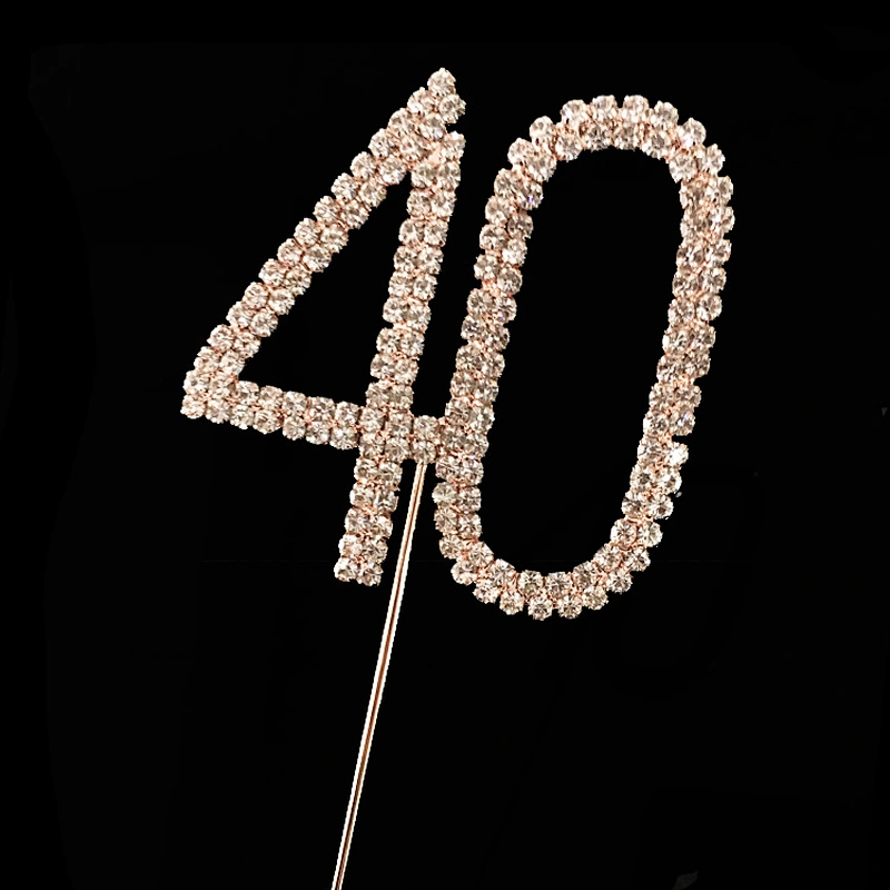 Hot products rose gold plating rhinestone number Cake Topper for birthday wholesale