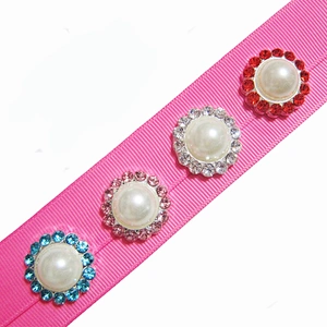 fancy classical round pearl and crystal rhinestone button for garment decoration