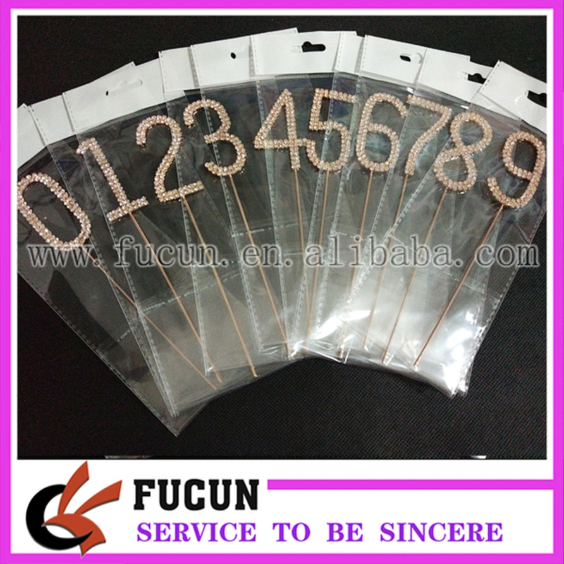 High Quality 6cm number rhinestone cake topper for birthday cake decoration
