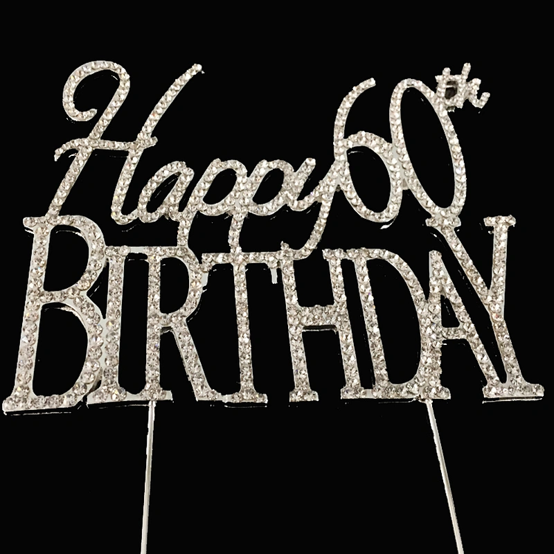 Personalized 60th Years Happy Birthday Cake Topper Party Favors Custom Birthdate Cake Topper
