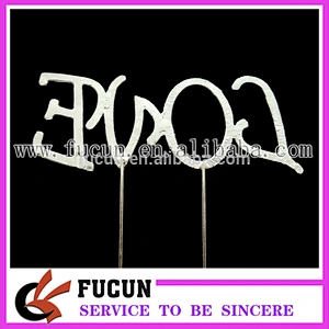new products 2016 metal chinese different LOVE shape cake topper wedding souvenirs