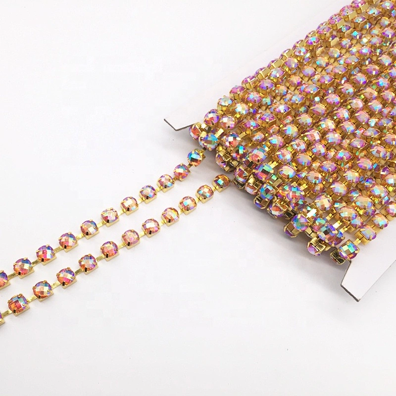 Wholesale Price New Design Cut Facets SS28 SS34 Resin Rhinestone Cup Chain