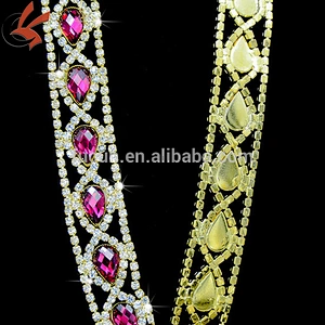 plating gold 8 shape rhinestone oktant trimming for decoration