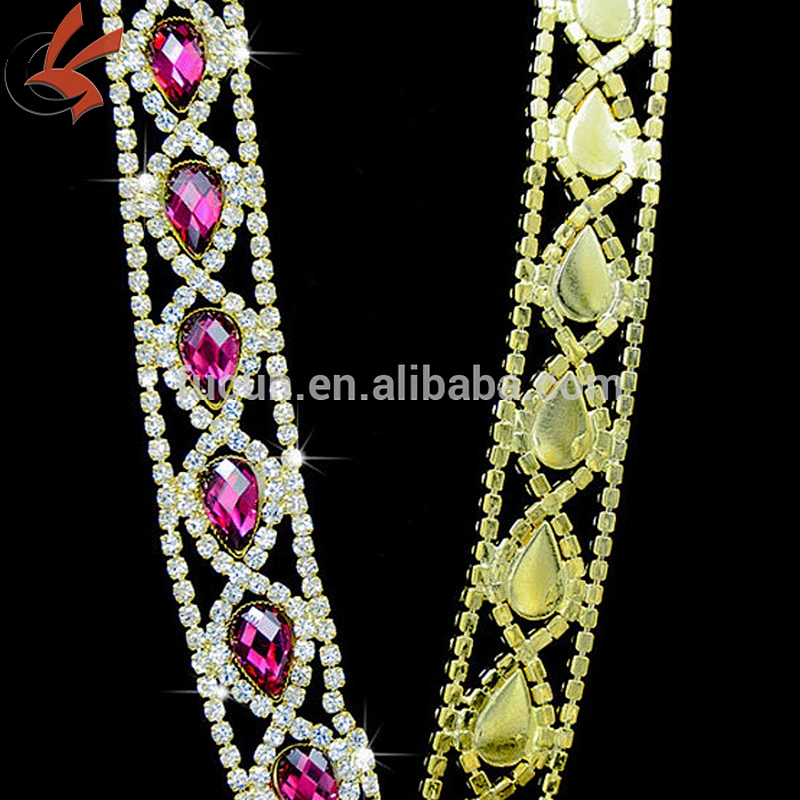 plating gold 8 shape rhinestone oktant trimming for decoration