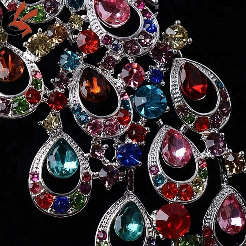 China style Red rhinestone gold plating peacock Jewelry Set Necklace Earrings Set