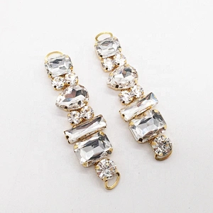 Custom Latest Design 7cm Glass Material Gold Bikini Crystal Connector Bikini Suit Connector