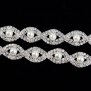 Garment Accessories DIY Wedding Dress Decorative Rhinestone Fabric Trim Lace Rhinestone Crystal Trim