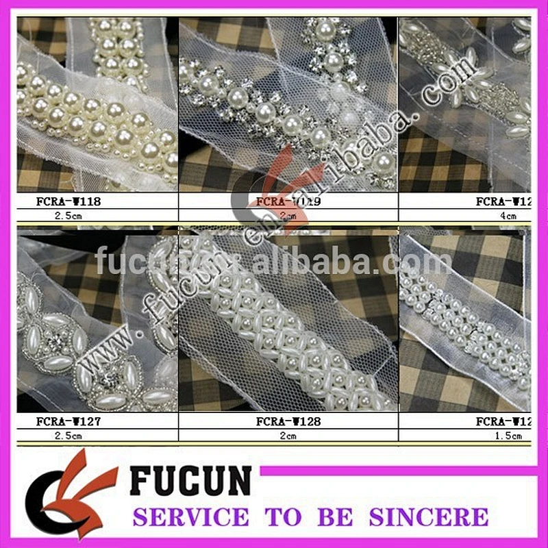 wholesale rhinestone lace and pearl applique