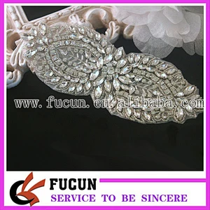 Iron Sew Rhinestone Crystal Wedding Bridal Craft DIY Applique Sash Dress Motif