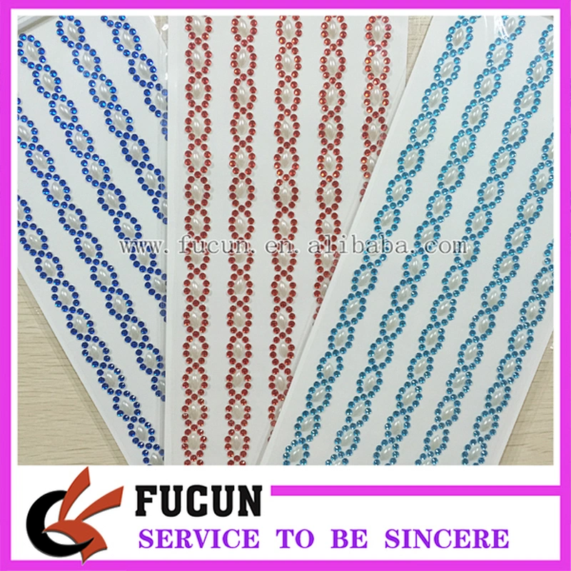 custom acrylic rhinestone jewel sticker long strip self adhesive pearls and rhinestone stickers