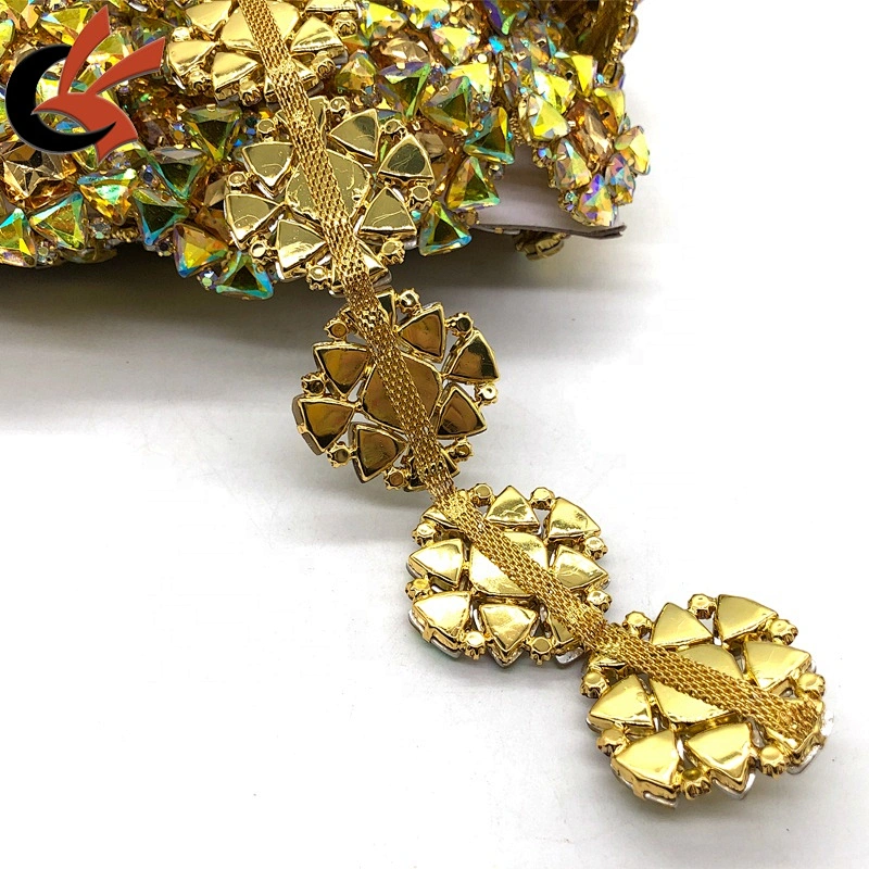 New large size Yellow AB gold rhinestone trimming for carnival decoration