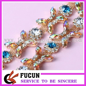 Costume Wedding Dress Applique Color Crystal Rhinestone Sewing On trimming