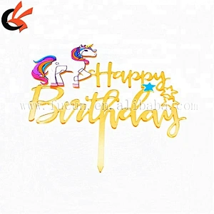 2018 New Arrival Happy Birthday Unicorn Acrylic Cake Topper