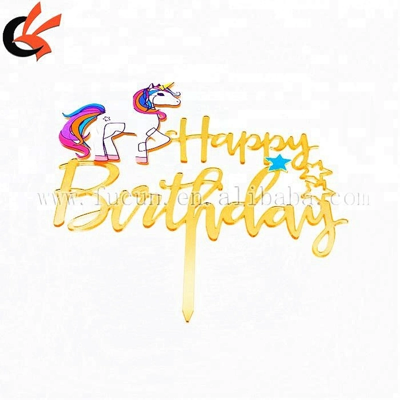 2018 New Arrival Happy Birthday Unicorn Acrylic Cake Topper