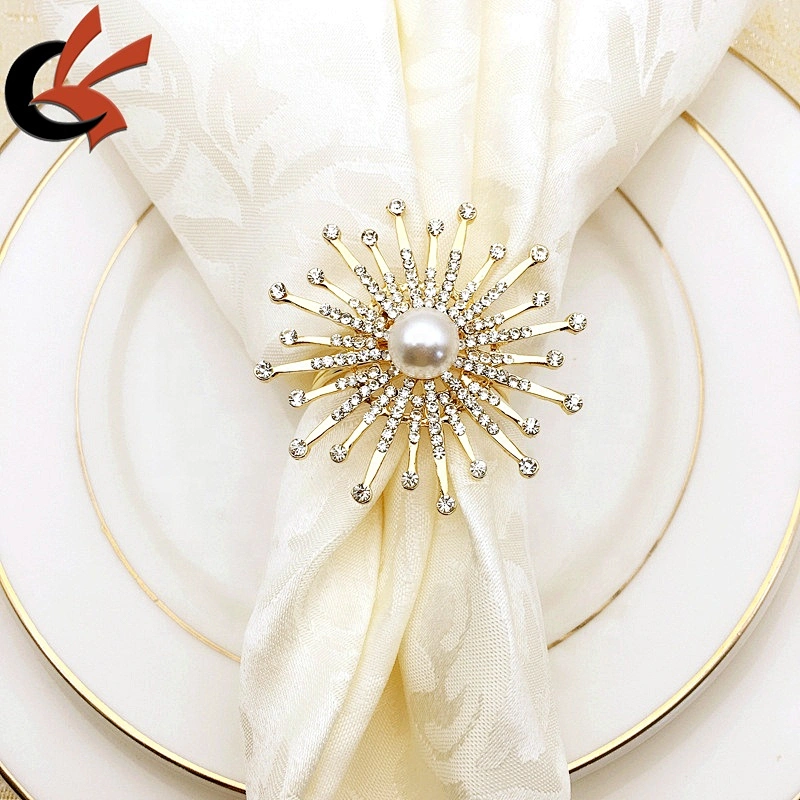 Restaurant & Hotel & Party table decoration pearl and rhinestone Napkin Ring