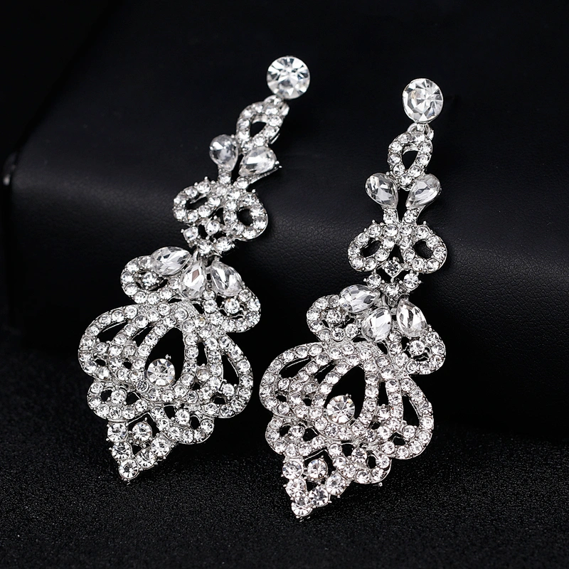 Stunning crystal rhinestone diamante pageant earrings