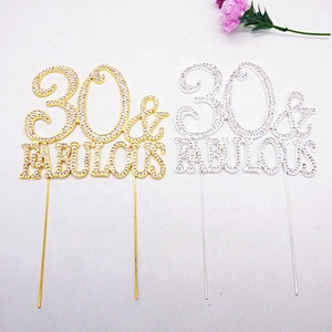Birthday cake decorative accessories 30 & FABULOUS Crystal Rhinestone Cake Topper