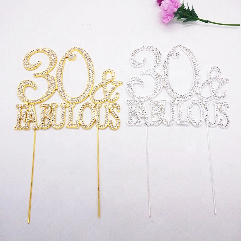 Birthday cake decorative accessories 30 & FABULOUS Crystal Rhinestone Cake Topper