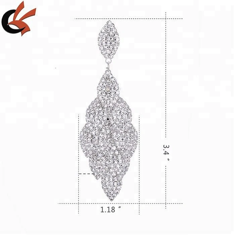 wholesale banquet silver cute rhinestone earrings