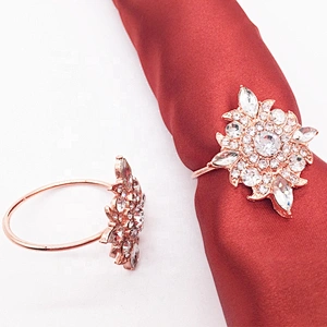 High quality duplicate ancient customs rose gold crystal rhinestone napkin ring