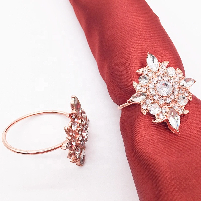 High quality duplicate ancient customs rose gold crystal rhinestone napkin ring