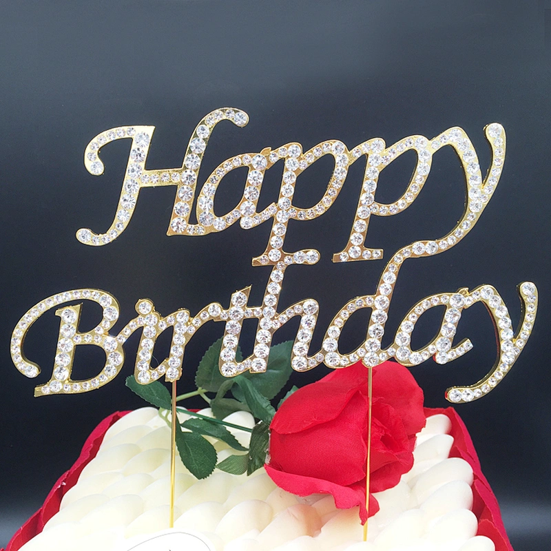 20cm*12cm Large Gold Birthday Decorative Table Centerpiece Happy Birthday Cake Topper Design