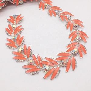 Wholesale Design Rhinestone Braid Trim Crystal Rhinestone Orange Crystal Trimming