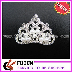 white pearl clear rhinestone crown slider for silk box decoration
