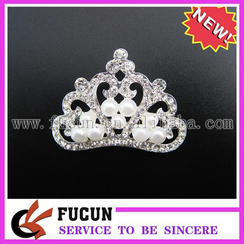 white pearl clear rhinestone crown slider for silk box decoration