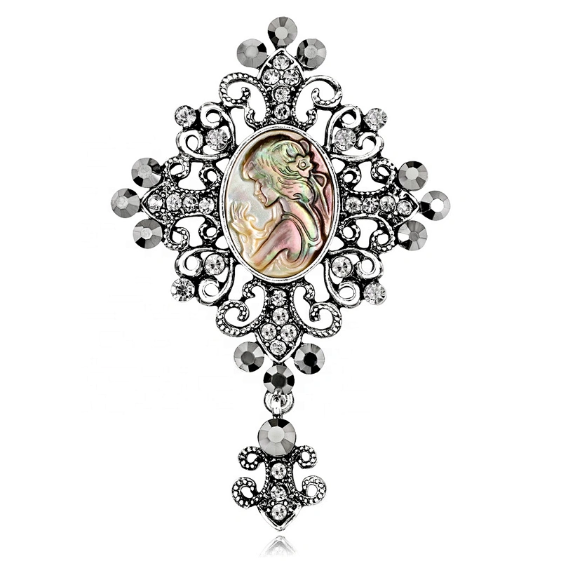 China Wholesale Vintage Style Cameo Lady Brooch Antique Silver Brooch New!!!