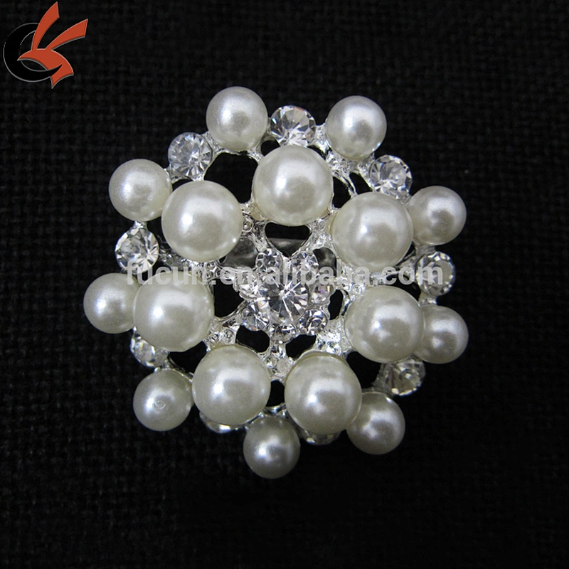 china wholesale round rhinestone pearl brooch
