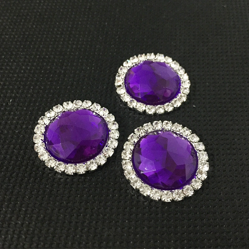 fashion decorative various colors round flat back rhinestone acrylic crystal button