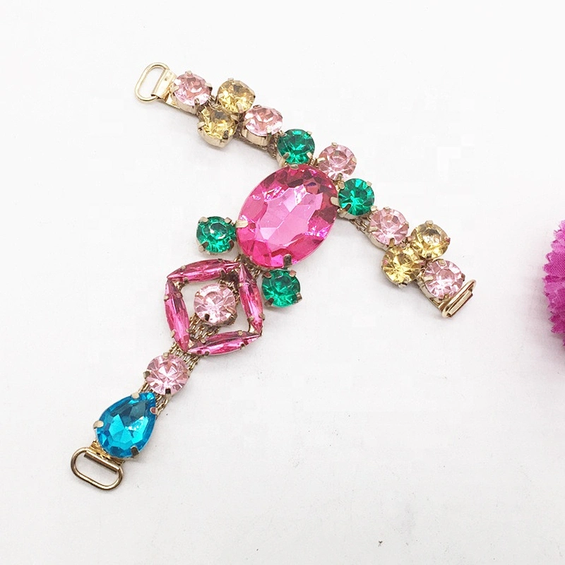 Handmade good price candy color shoe rhinestone buckle upper for sandals