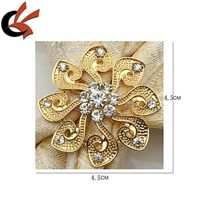 gorgeous gold metal crystal rhinestone napkin rings for wedding