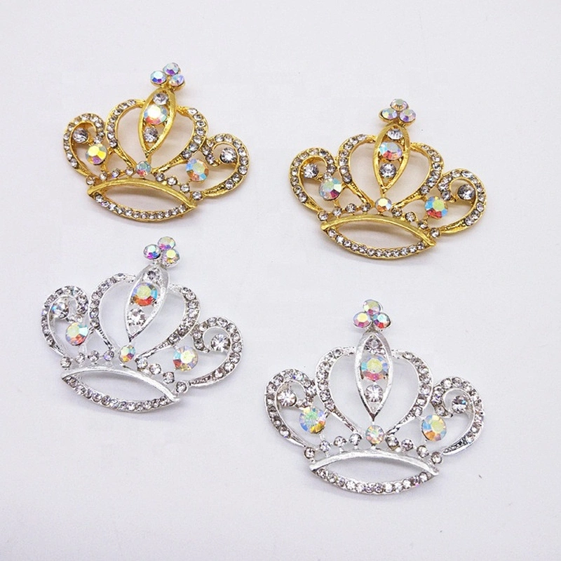wholesale flatback AB clear crystal rhinestone crown brooch