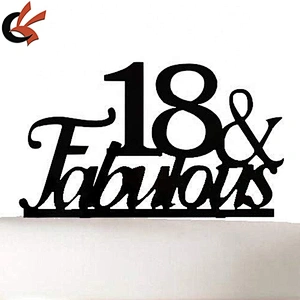 Birthday Party Decorations personalized 18 & Fabulous Black Acrylic Cake Topper
