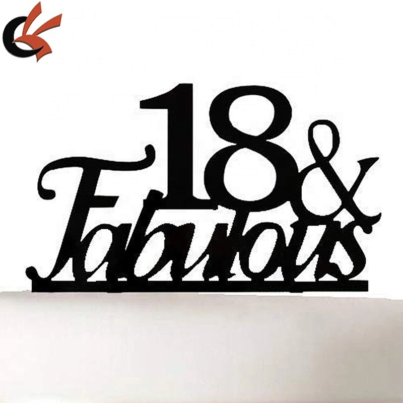 Birthday Party Decorations personalized 18 & Fabulous Black Acrylic Cake Topper