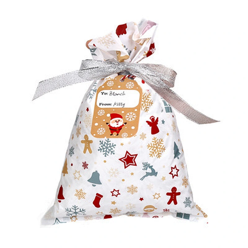 Beautiful New designs Christmas drawstring gift bags christmas candy bag for kid