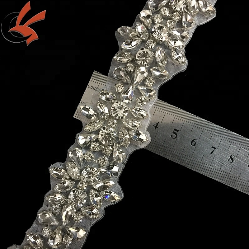 Wholesale iron-on crystal rhinestone applique trim