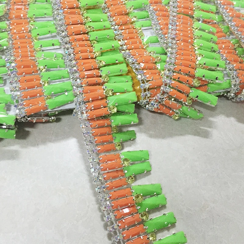 New product design mixed colorful resin stone decorative rhinestone chain trimming for dress